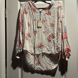 NWT Lucky Brand Floral Print Oversized Blouse SZ: L